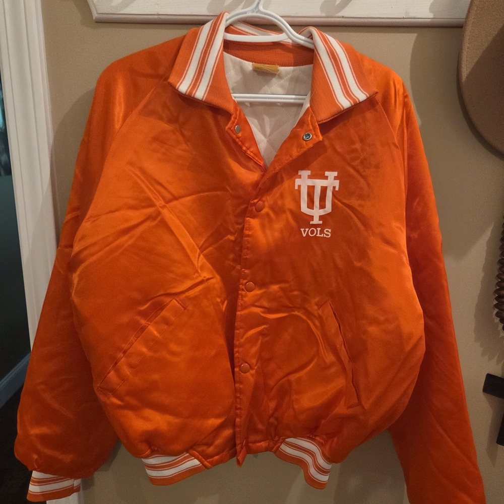 Orange Varsity Jacket with White Logo
